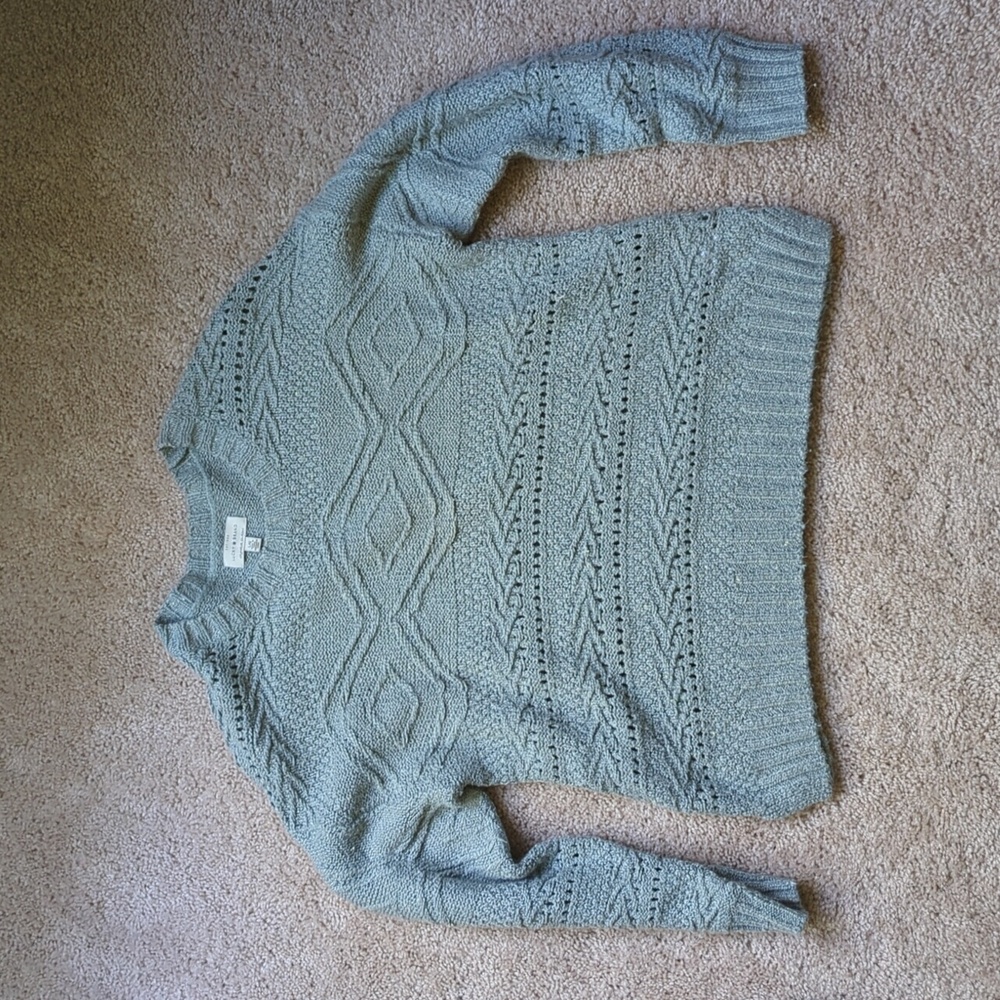Lucky Brand Size Large Dusty Blue Loose Knit Sweater